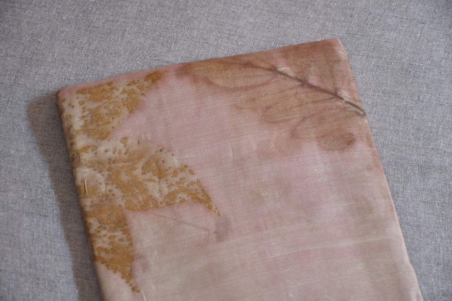 Cream Eco Print Tussar Silk Saree