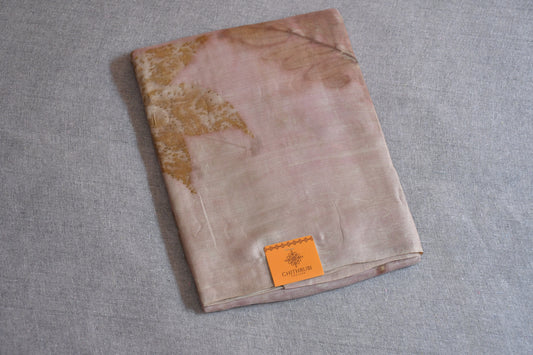 Cream Eco Print Tussar Silk Saree