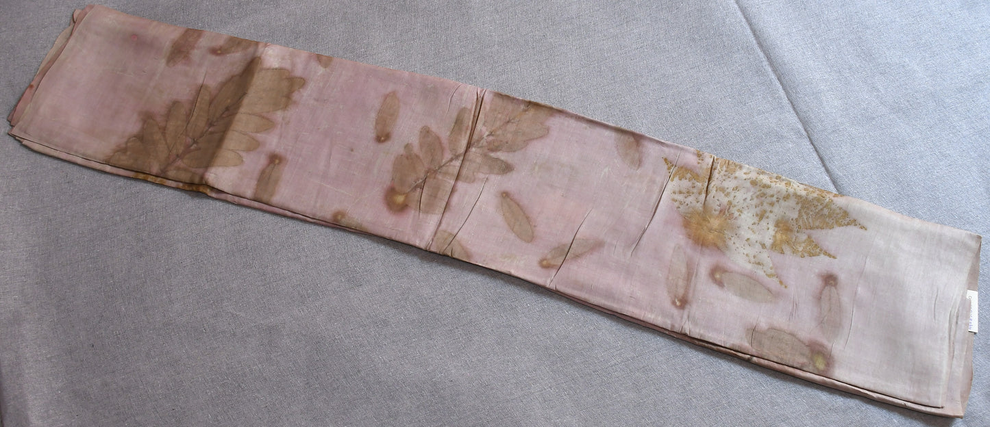 Cream Eco Print Tussar Silk Saree