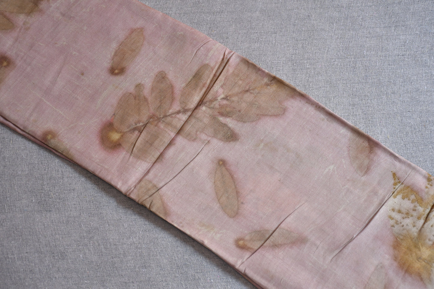 Cream Eco Print Tussar Silk Saree