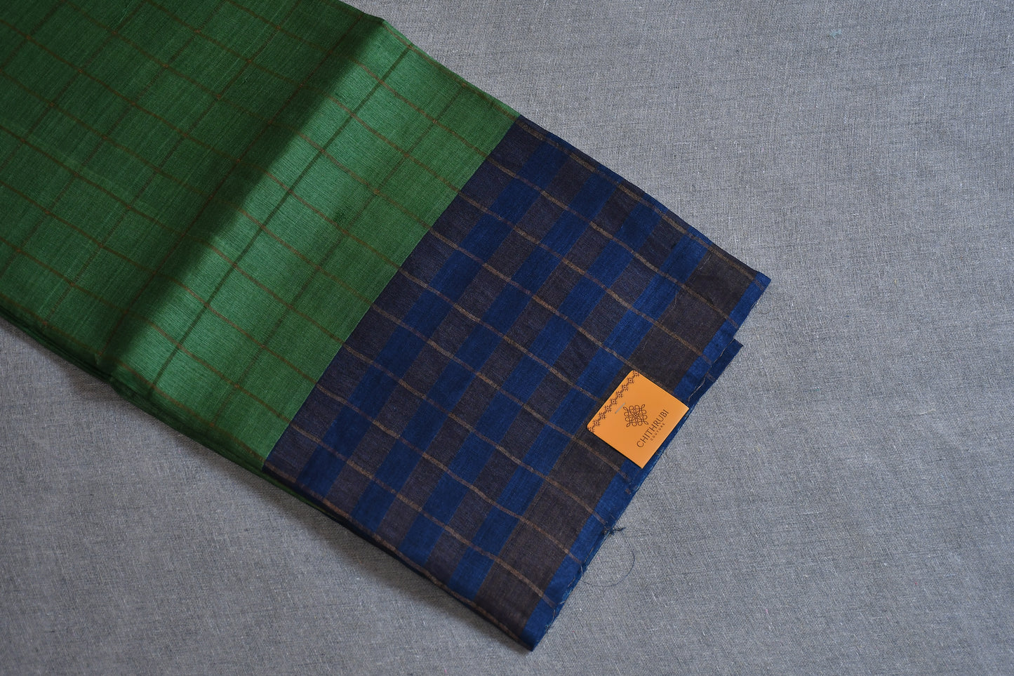 Green Kalamkari - (Blouse piece) Tussar Silk Saree