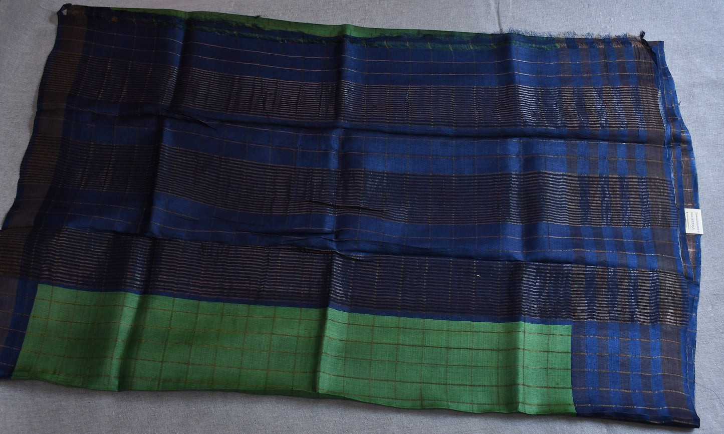 Green Kalamkari - (Blouse piece) Tussar Silk Saree