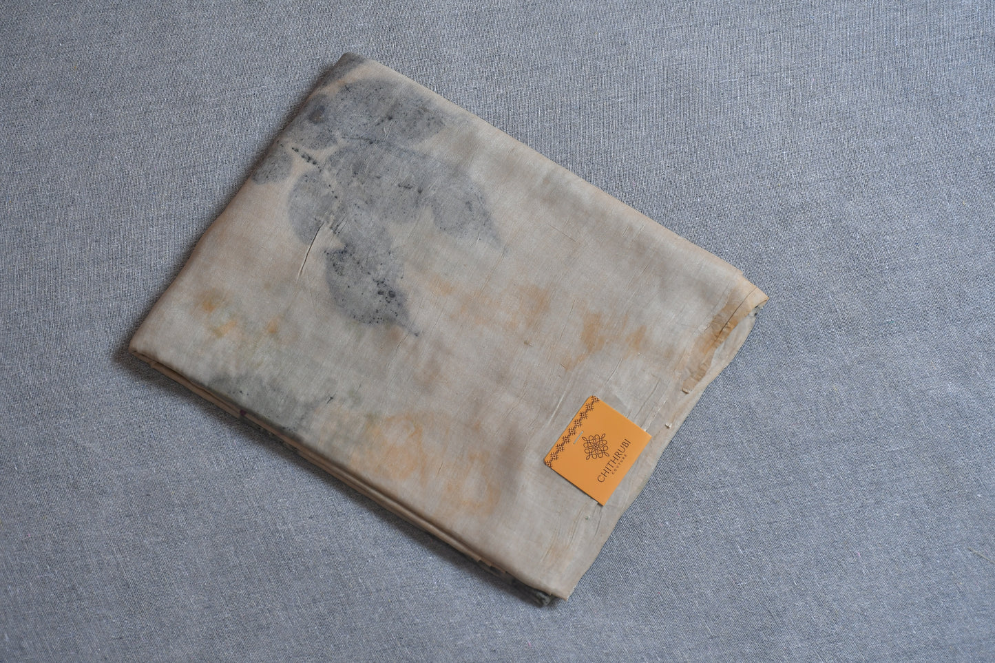 Beige Eco Print Tussar Silk Saree
