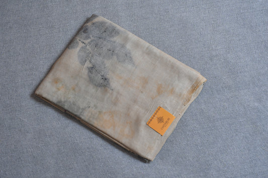 Beige Eco Print Tussar Silk Saree