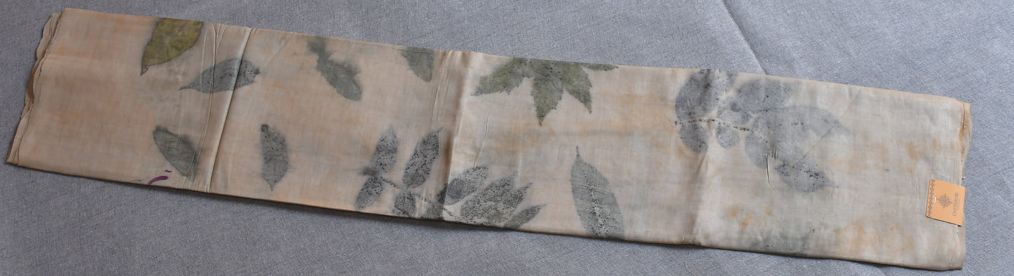 Beige Eco Print Tussar Silk Saree